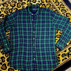 Polo Ralph Lauren 2XLT Flannel Shirt – Green Plaid Button-Down